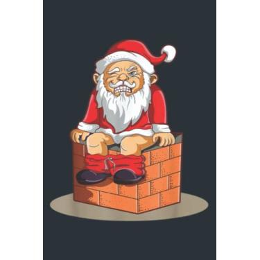 Imagem de Santa taking Poo Chimney Pooping Funny: Notebook A5 size (6 inch wide x 9 inch high)