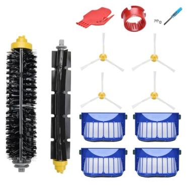 Imagem de LOVECO Kit de acessórios de substituição compatível com iRobot Roomba 675 677 671 655 645 robótica, 4 filtros, 4 escovas laterais, 1 escova batedor de cerdas e flexível, 2 ferramentas de limpeza