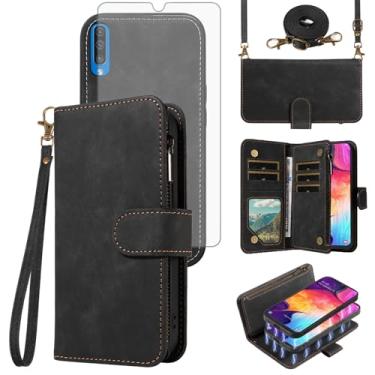 Imagem de Asuwish Capa de telefone para Samsung Galaxy A50 A50S A30S A30S carteira magnética destacável com protetor de tela de vidro temperado cordão transversal suporte para cartão A 50 50S 30S S50 50A SM