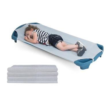 Imagem de Angeles Angels Rest Lençol de berço guingão com tiras elásticas, tamanho padrão, lençóis de berço para creche, lençol de berço infantil, estampa guingão, conjunto de 100