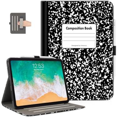 Imagem de Vimorco Capa de couro para iPad 11 polegadas Air 4ª/5ª geração/iPad Air 6ª 11 polegadas M2 2024/iPad Pro 11 4ª/3ª/2ª/1ª geração com suporte para lápis/alça/bolso, suporte de vários ângulos, livro de