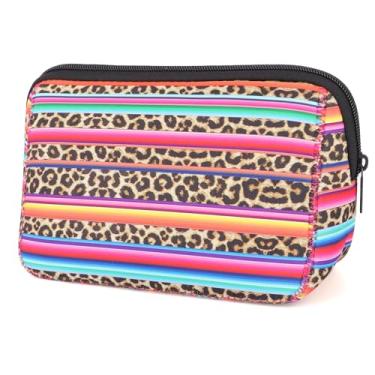 Imagem de Bolsa grande impermeável de neoprene macio com zíper para viagem e higiene pessoal com protetor labial e suporte para batom