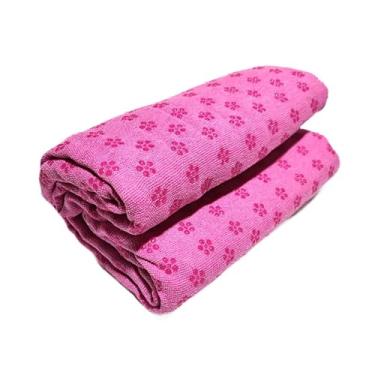Imagem de Dynwave Tapete de toalha para exercícios de Pilates com material absorvente, Rosa Vermelha