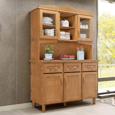 Imagem de Armário Cristaleira 5 Portas 3 Gavetas Freijó Brasil Madeira Pinus - Cavazotto