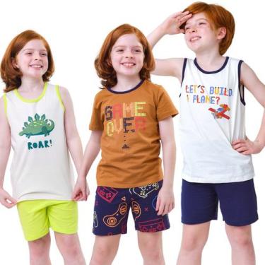 Imagem de Kit 3 Conjuntos Infantis Menino ou Menina Conforto, Pijamas todas as e