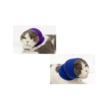 Imagem de DDFS Protetores de orelha de cachorro, 2 protetores de ouvido para cães, proteção contra ruído, ansiedade e alívio de estresse - orelha para gato, azul + roxo, P