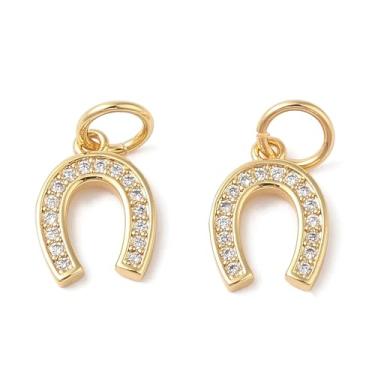 Imagem de KitBeads 2 peças de berloques de sapato de cavalo de zircônia cúbica amuletos de cowboy ocidentais amuletos de ferradura em forma de U de latão para fabricação de joias pulseiras colar a granel, Latão