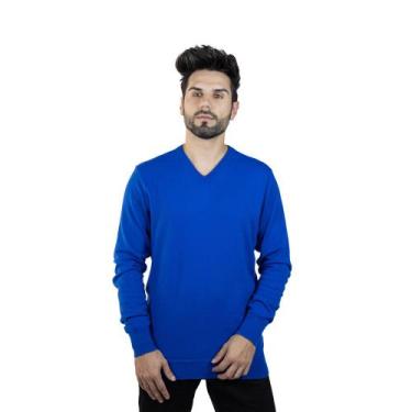 Imagem de Blusa Suéter Maculina em Tricot Frio Casaco Cardigam - KantyLan, Azul 