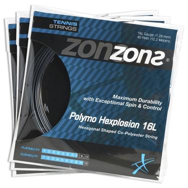 Imagem de Corda Zons Hexplosion 16L 1.28mm Preta - Set Individual - Pack com 03 Unidades