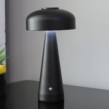 Imagem de Cogumelo Sem Fio Abajur De Mesa Moderno Regulável Toque Luz Noturna Recarregável Abajur De Acrílico Abajur De Cabeceira Para Quarto Hotel Restaurante(Black)