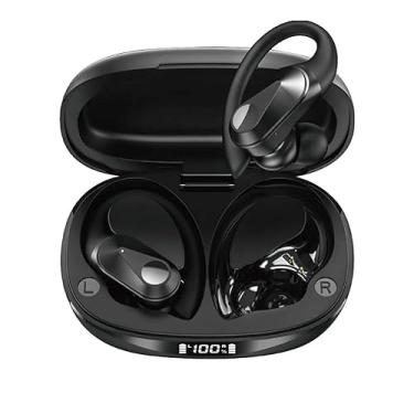 Imagem de Fone de Ouvido Esportivo Bluetooth Sem Fio TWS À Prova D'água HiFi Com Cancelamento De Ruído Microfone Para LED Display- preto