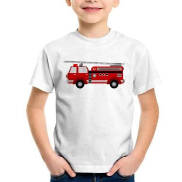 Imagem de Camiseta Infantil Caminhão de Bombeiro - Foca na Moda, Branco, 6