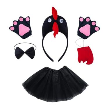 Imagem de UxicRuya Fantasia de animal de frango 5 unidades/conjunto saia de tule fofa para festa cosplay adereços meninas, Preto