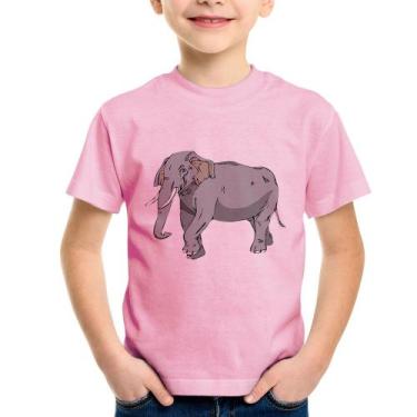 Imagem de Camiseta Infantil Elefante Ilustração - Foca na Moda, Rosa bebê, 14