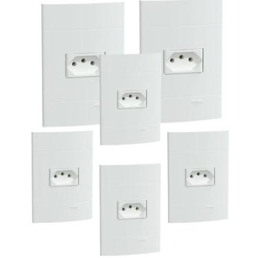 Imagem de 6 un Conjunto de Tomada Branco Fosco 10A 250V SCHNEIDER