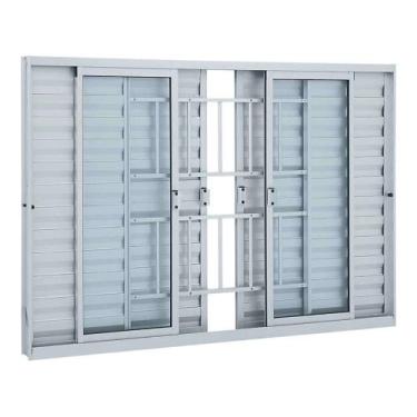 Imagem de Janela Veneziana Grade Classic em Alumínio 100 x 150 x 7,6 cm 6 Folhas