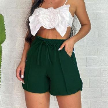 Imagem de Short Feminino Soltinho Com Elastico e Bolso Cintura Alta - Moda_Gaspa