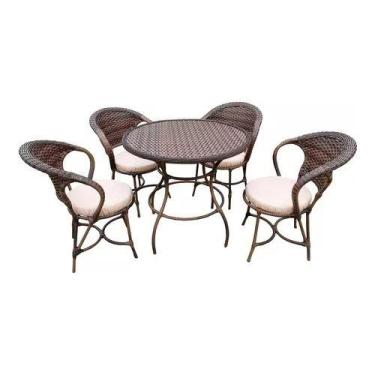 Imagem de Jogo de Cadeiras e Mesa 4 Cadeiras Tecido Lisato Bege Fibra Sintética 