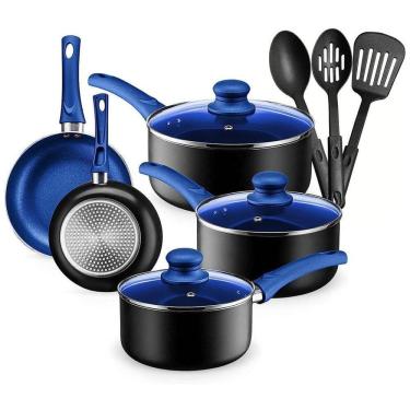 Imagem de Chefs Star Conjunto de Panelas e Frigideiras Antiaderentes, 11 Peças, Azul