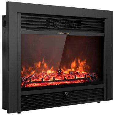 Imagem de Lareira Elétrica de Embutir A53x72L com Controle Remoto e Chamas Multicolorida, 1500W, 110v, GIANTEX HW51075, Preto