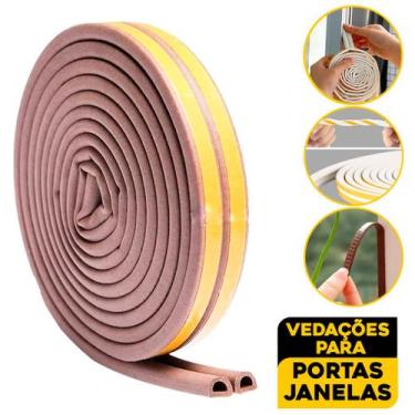 Imagem de Fita Veda Isolamento Dupla Face 6 metros Fresta Porta Janela Portão - 