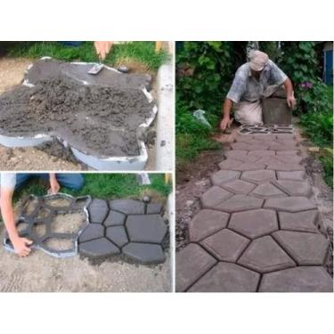 Imagem de 03 Formas Molde Piso Calçada Jardim Pedra Diagonal 35x40x4cm - Tianxun