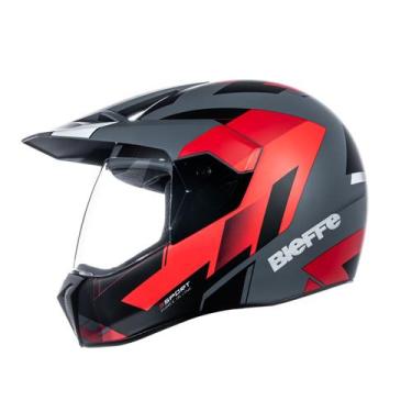Imagem de Capacete Bieffe 3 Sport Pala React Cinza Vermelho Enduro, Cinza Dark V