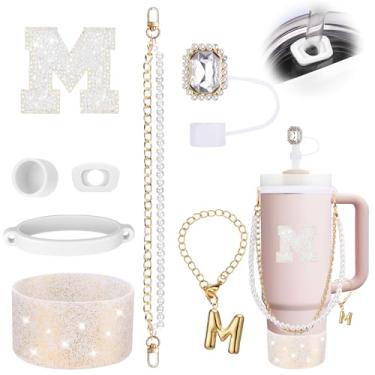 Imagem de Mity rain 8 peças de acessórios de copo branco para copo Stanley Cup 850.5 g 1,134.0 g copo com alça - Inclui adesivo impermeável, alça de alça, topo de palha e bota, tampa à prova de derramamento