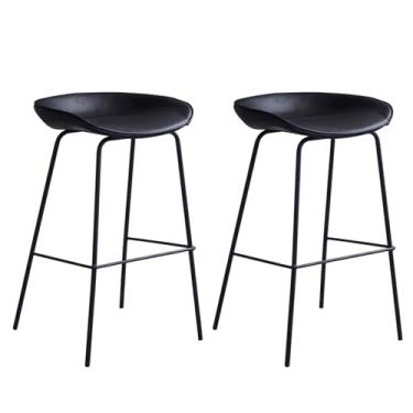 Imagem de Lzyjckh Conjunto de 2 bancos de bar, Cadeiras altas modernas de balcão de bar Bancos de bar de altura de balcão para ilha de cozinha, balcão, sala de jantar,Black,75 cm high