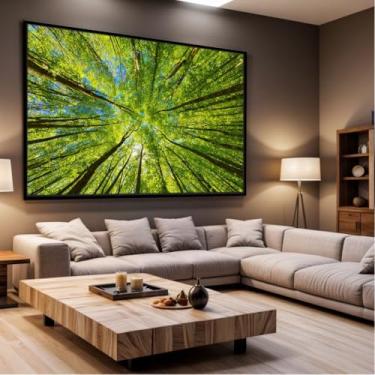 Imagem de Quadro Decorativo com Moldura Sala 90x60 Arvores Floresta Arte Moderna Luxo Grande Horizontal