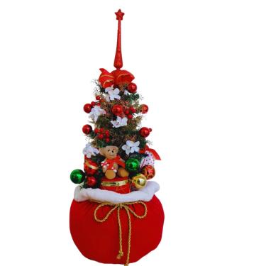 Imagem de Saco de Presentes com Árvore de Natal Urso e Enfeite de Natal com Luzes e Músicas 80x30cm.