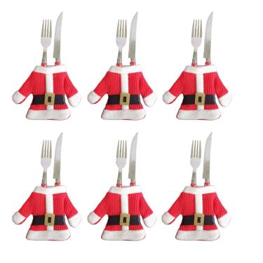 Imagem de Porta Talheres Natalino 12,5X13,5cm Jogo Com 6 Casaco De Papai Noel saldão.