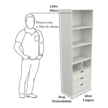 Imagem de Armário Colmeia Mirela M7 Closet Lojas Gaveta Roupas Mdp