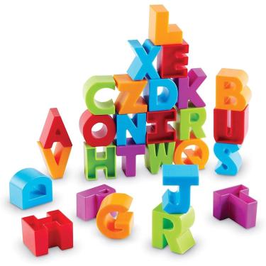 Imagem de Blocos de letras de recursos de aprendizagem, brinquedo fino do motor, ABCs, Reconhecimento de Letras, Alfabeto, 36 Peças, Idades 18 mos +