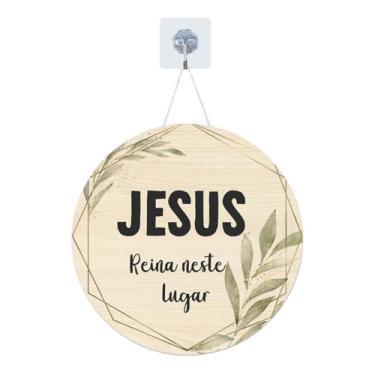 Imagem de Placa Enfeite Porta Decorativa com Corda Redonda MDF Adesivado Frases Cristãs 25cm (GP-FRC0003)
