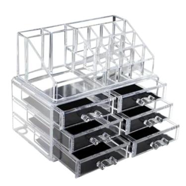 Imagem de ORGANIZADOR MAQUIAGEM 6 GAVETAS ACRILICO GRANDE COM DIVISORIAS PORTA BATOM COSMETICOS PINCEIS CAIXA ESMALTE JOIAS