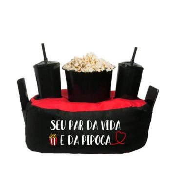 Imagem de Almofada Porta Pipoca Bicolor Casal Par da vida - Cine Couple, Preto