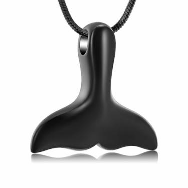 Imagem de Joias de cremação de cauda de baleia para cinzas, pingente de cauda de sereia, colar de urna, medalhão de cinzas, presente de lembrança para mulheres e meninas, Small, Metal, não