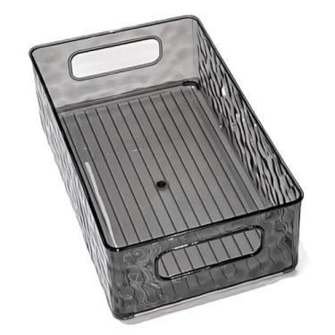 Imagem de Bandeja Decorativa Caixa Organizadora Multiuso Resistente Transparente Cesto Estilo Glacial(Fumê)