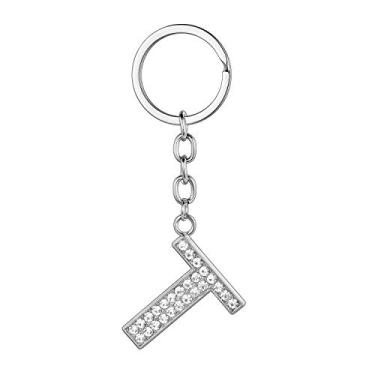 Imagem de BESPMOSP Chaveiro com letra A-Z Inials, presente para melhor amigo, chaveiros para mulheres, chaveiro de cristal brilhante, presentes de aniversário, T