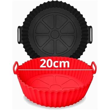 Imagem de Kit 2 Forma 20 Cm Cesta De Silicone Para Air Fryer Reutilizável Antiaderente Compatível Com Todas Os Modelos Resistente Ao Calor Usar No Forno Microondas E Frigideira