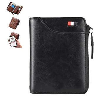 Imagem de Carteira masculina multifuncional de couro PU durável com bloqueio de RFID – Carteira masculina com zíper de grande capacidade 2023, de couro macio e fino com bloqueio de RFID, comporta de 1 a 14