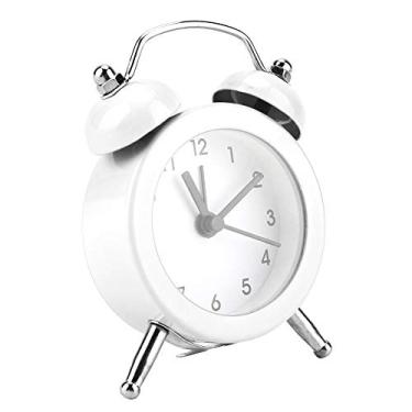 Imagem de Despertador, Despertador para Quartos Digitais Pequenos Despertadores de 3 Polegadas de Metal Operação Metal Relógio Antigo para Mesa Cabeceira, Quarto, Crianças, Mesa (Branco)