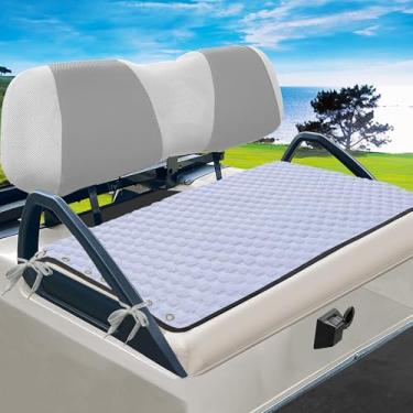 Imagem de YOKYHOM Capas de assento de carrinho de golfe, tecido de seda gelada, toalha de assento de carrinho de golfe mantém o assento fresco e confortável, vem com corda de amarração para fácil instalação