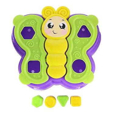 Imagem de Brinquedo Educativo Borboleta com Formas Geométricas, Roxo e Verde, Jogo de Encaixar para Crianças, WD