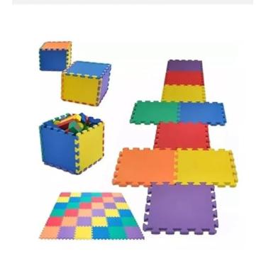 Imagem de Kit 12 Peças Tapete Tatame Infantil 50x50 10mm Colorido. São indicados para áreas de lazer de escolas,condomínios, quartos de crianças e bebês.
