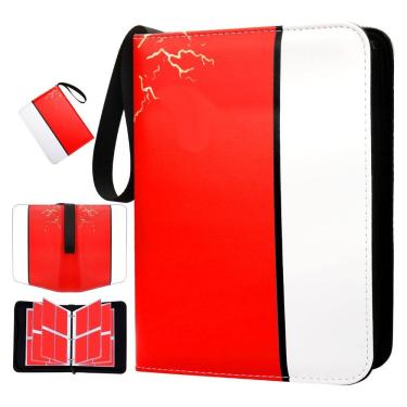 Imagem de Encadernador de cartões MQQUFF de 4 bolsos com zíper para 400 cartões de couro PU