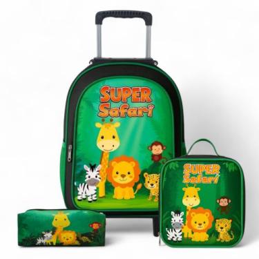 Imagem de Mochila Infantil Escolar Masculina Rodinha Criança Lancheira Térmica E