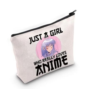 Imagem de LEVLO Bolsa de maquiagem para fãs de anime presente para amantes de anime apenas uma garota que realmente ama anime bolsa de maquiagem cosmética para mulheres e meninas, Loves Anime, Bolsa Cosmética