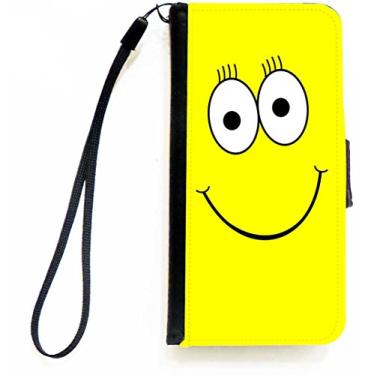 Imagem de Rikki Knight Capa carteira flip com cara sorridente amarela com aba magnética para Apple iPhone 5c